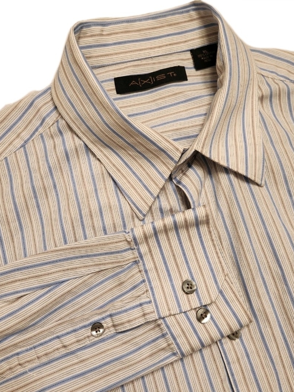 Men’s XL 100% Cotton Long Sleeve Oxford Stripe Office Prep Coastal Academia Chic